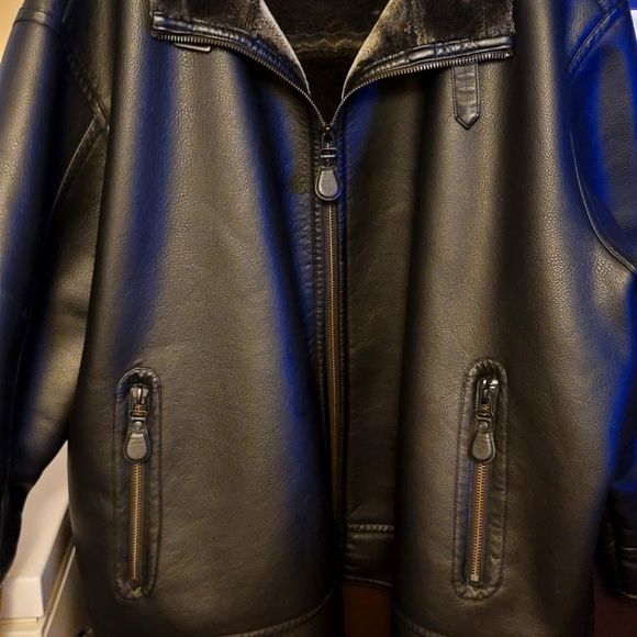 POINT ZERO FUR LINED BOMBER STYLE BLACK LEATHER WINTER JACKET - Picture 1 of 3